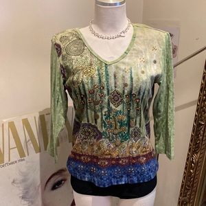 Bila 3/4 beaded tie-dye Shirt